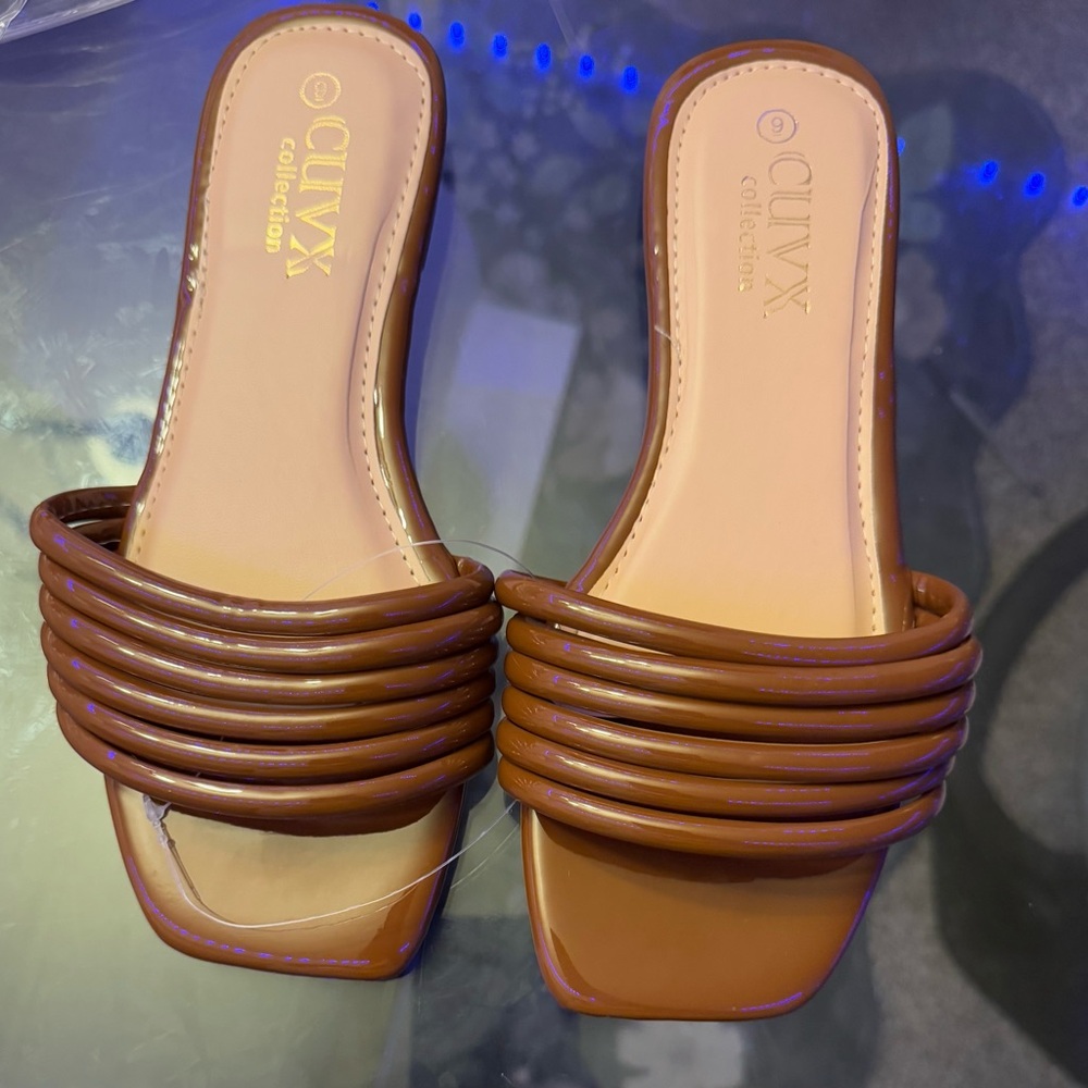 Brown Leather Mules with Modern Square Toe